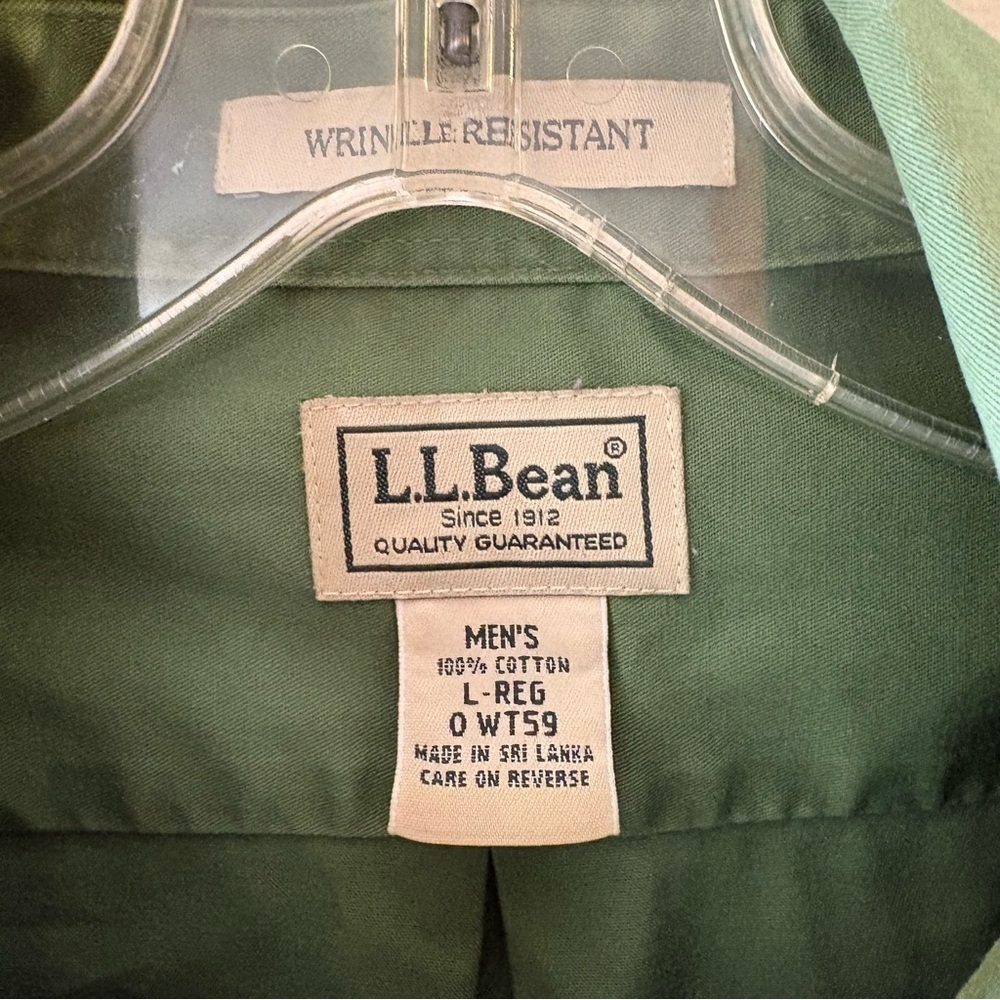L.L. Bean Green Long-Sleeve Button-Down Shirt, Like New, Sz L-Regular. - Picture 3 of 11